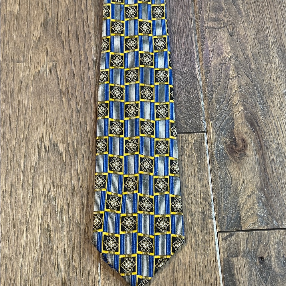 Ermenegildo Zegna Blue and Yellow Patterned Tie